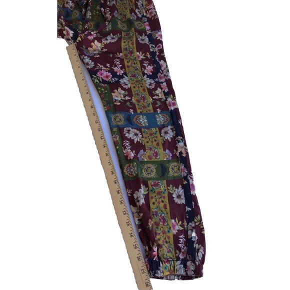 Johnny Was Silk LAURIE PRESLEY JOGGER Pants Sz XS Patchwork Floral Boho Designer - Picture 9 of 12